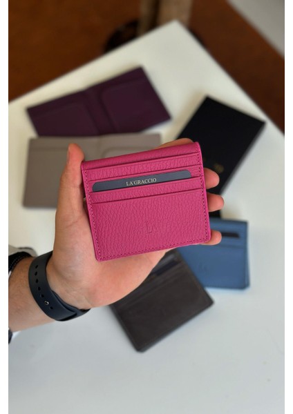Unisex Balia Deri Kartlık Mat Fuşya