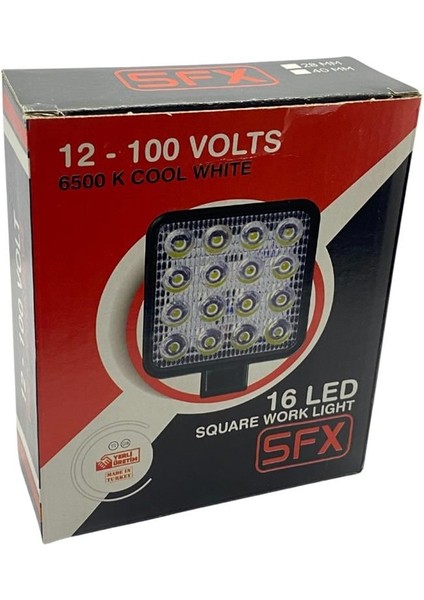 8V-110V Çalışma Lambası Kare (16 x 3W Power Ledli) (109*109*28 Mm) fırsatları