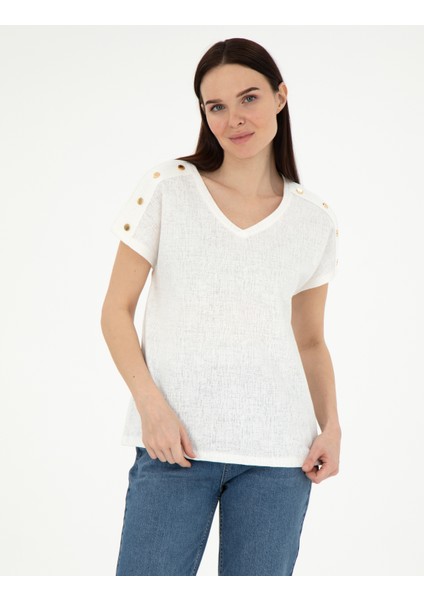Kadın Ekru Regular Fit Tişört 50301452-VR019