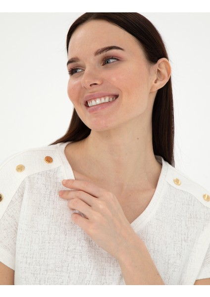 Kadın Ekru Regular Fit Tişört 50301452-VR019