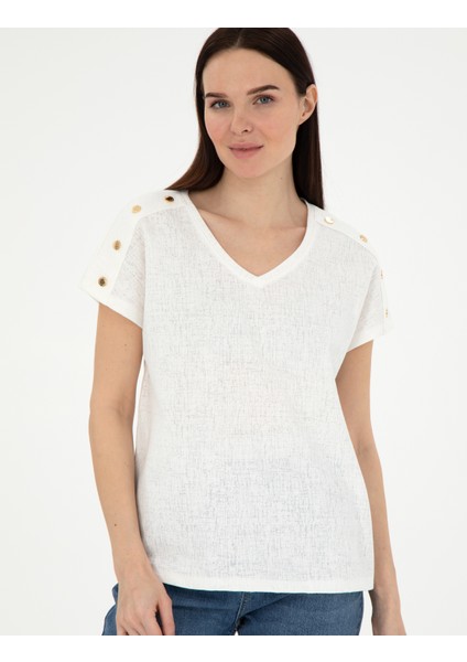 Kadın Ekru Regular Fit Tişört 50301452-VR019