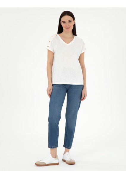 Kadın Ekru Regular Fit Tişört 50301452-VR019