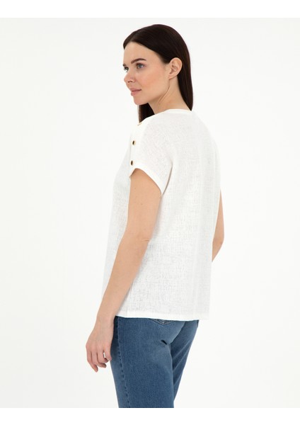 Kadın Ekru Regular Fit Tişört 50301452-VR019