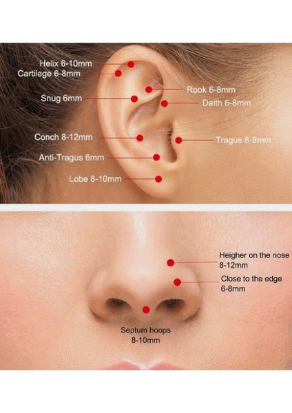 316 L Cerrahi Çelik Çift Zirkon Taşlı, Kilitli Halka Piercing-Çap 8mm- 1 Adet