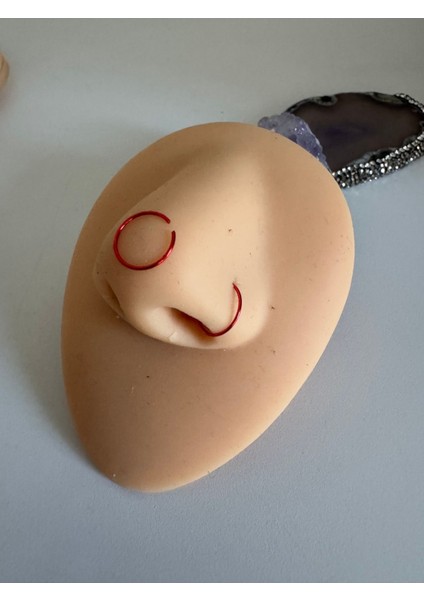 Ince Halka Piercing /kırmızı Hızma Görünümlü- Fake Hzıma- Çap 8mm-Kalınlık 0,6mm-1 Adet