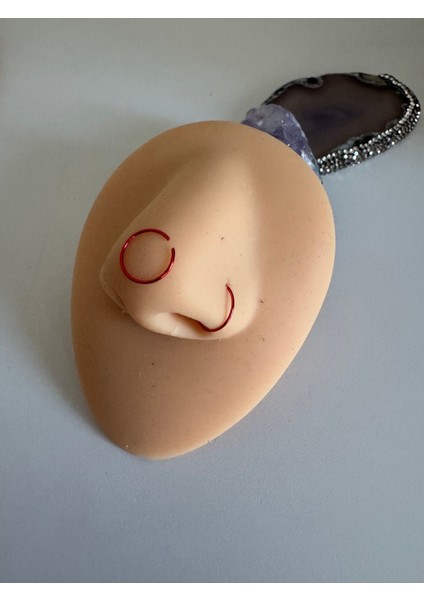 Ince Halka Piercing /kırmızı Hızma Görünümlü- Fake Hzıma- Çap 8mm-Kalınlık 0,6mm-1 Adet fiyatları