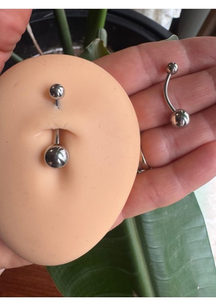 Cerrahi Çelik Göbek Piercing - Bar Uzunluğu 14MM(UZUN) - 1 Adet