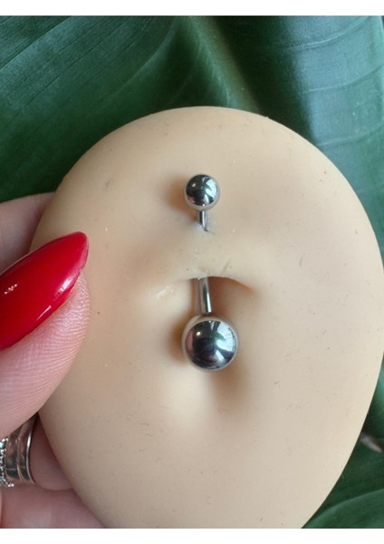 Cerrahi Çelik Göbek Piercing - Bar Uzunluğu 14MM(UZUN) - 1 Adet