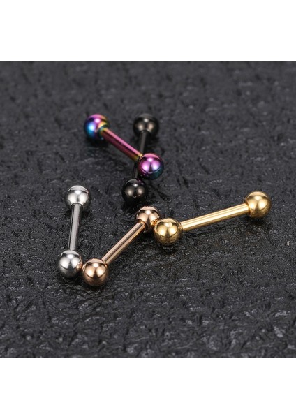 316 L Cerrahi Çelik Barbell/ Halter Piercing - Bar Kalınlığı 1,2 mm - 1 Adet (Top Çap 3 Mm)