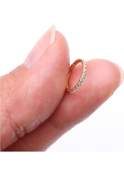 316L Cerrahi Çelik Zirkon Taşlı Kilitli Halka Hızma-Halka Çapı 8 Mm-Kalınlık 1,2mm- 1 Adet fiyatları