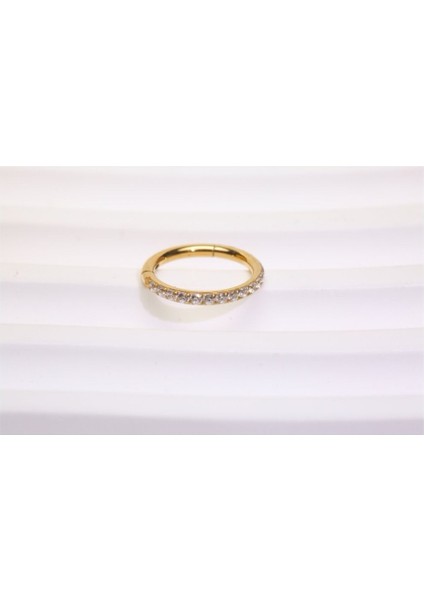 316L Cerrahi Çelik Zirkon Taşlı Kilitli Halka Hızma-Halka Çapı 8 Mm-Kalınlık 1,2mm- 1 Adet modelleri