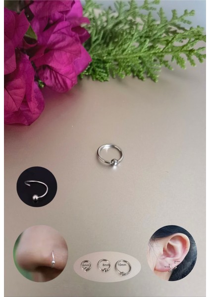 Cerrahi Çelik 2,5mm Top Stopperlı Halka Hızma /piercing -Kalınlığı 1 Mm- 1ADET
