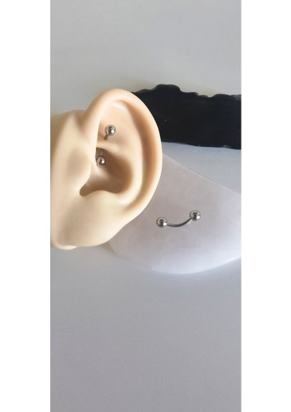 Cerrahi Çelik Rook, Snog, Dil, Kaş Muz Piercing/banana Piercing -Top Çapı 4 Mm- 1 Adet indirimleri
