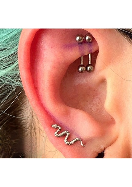Cerrahi Çelik Uzun Yılan Piercing - 1 Adet