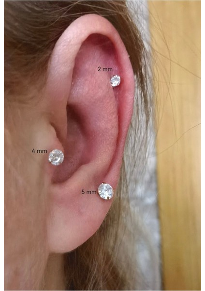 Cerrahi Çelik Tek Taş Piercing Set- Taş Çapı 3mm,4mm, 5mm-3 Adet fiyatları
