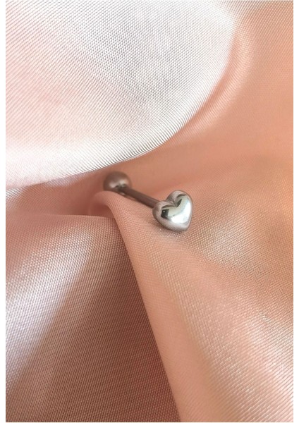 Cerrahi Çelik Sevgiliye Kalp Dil Piercingi - Bar Uzunluğu 18 mm - 1 Adet