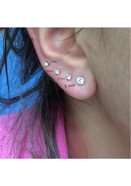 Zirkon Taşlı Bioplast Piercing - Taş Çapı 2mm- 1 Adet