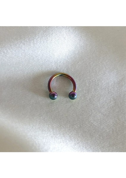 316 L Cerrahi Çelik Rainbow C Piercing-çap 10mm-Kalınlığı 1,2mm-Top Çapı 3mm- 1 Adet