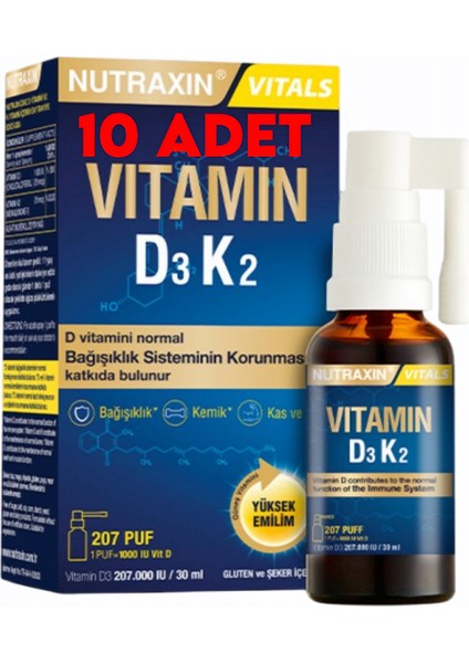Vitamin D3K2 Sprey 30 ml 10 Adet