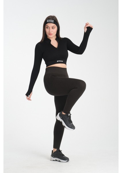 Gh-Oa Serisi Kahve Kalçası Büzgülü Push Up Kalça Şekillendirici Seamless Likralı Spor Kadın Tayt fırsatları