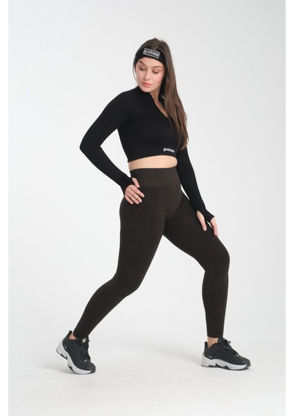 Gh-Oa Serisi Kahve Kalçası Büzgülü Push Up Kalça Şekillendirici Seamless Likralı Spor Kadın Tayt indirimleri