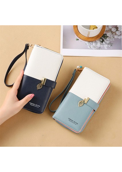 Moda Pu Deri Kadın Uzun Fermuar Cüzdan Büyük Kapasiteli Kadın Para Para Çantalar Çanta Kımlık Kartı Tutucu Yaprak Kolye Çile Debriyaj (Yurt Dışından) fiyatları