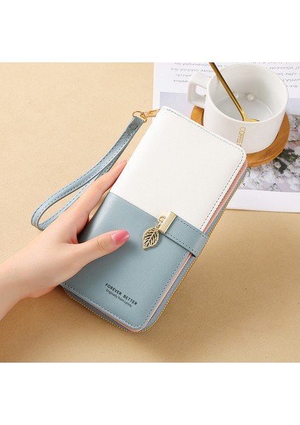Moda Pu Deri Kadın Uzun Fermuar Cüzdan Büyük Kapasiteli Kadın Para Para Çantalar Çanta Kımlık Kartı Tutucu Yaprak Kolye Çile Debriyaj (Yurt Dışından) modelleri