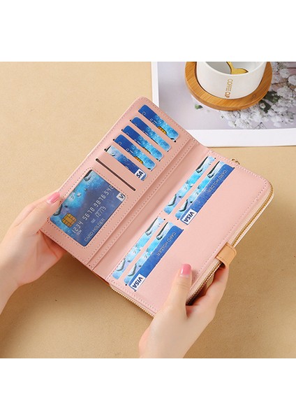 Moda Pu Deri Kadın Uzun Fermuar Cüzdan Büyük Kapasiteli Kadın Para Para Çantalar Çanta Kımlık Kartı Tutucu Yaprak Kolye Çile Debriyaj (Yurt Dışından) indirimleri