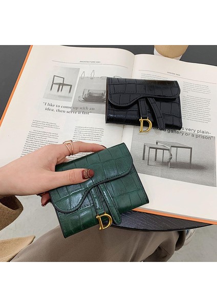 Lüks Kadın Siyah/yeşil Küçük Cüzdan Çanta Moda D Harfi Cüzdan Çoklu Kart Kart Tutucu Küçük Cüzdan Bozuk Para Cüzdanı El Çantası (Yurt Dışından)