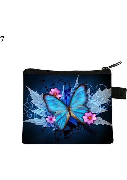 Kızlar Mini Para Çantası Küçük Taze Mavi Kelebek Baskılı Bozuk Para Cüzdanı Taşınabilir Fermuarlı Cüzdan Para Çantaları Kulaklık Kılıfı Çocuklar Hediyeler (Yurt Dışından) fırsatları