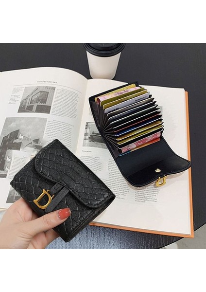 Lüks Kadın Siyah/yeşil Küçük Cüzdan Çanta Moda D Harfi Cüzdan Çoklu Kart Kart Tutucu Küçük Cüzdan Bozuk Para Cüzdanı El Çantası (Yurt Dışından) indirimleri
