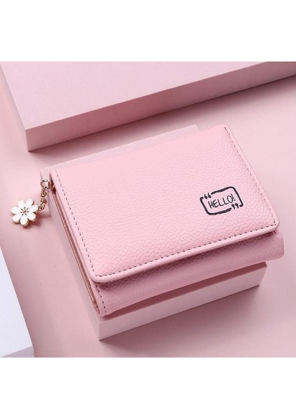 Moda Kadın Cüzdan Kısa Bayanlar Küçük Kart Tutucu Baskı Kızlar Püskül Iki Kat Kadın Bozuk Para Cüzdanı Kadın Çile Mini Debriyaj Pembe (Yurt Dışından)