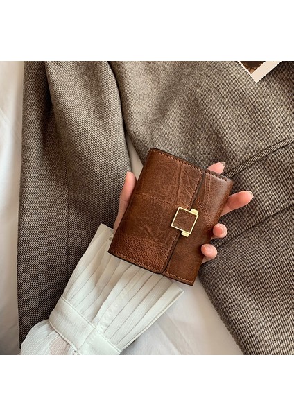 Lüks Kadın Cüzdanı Kısa Pu Deri Moda Kadın Üç Katlı Metal Çile Düz Renk Bayanlar Kaliteli Bozuk Para Çantaları Kartları (Yurt Dışından) fiyatları