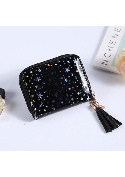 Pu Cüzdan Kadın Küçük Kısa Cüzdan Yıldız Baskı Kredi Bankası Kart Sahibinin Sevimli Cüzdan Fermuar Çantalar Kadın Bozuk Para Cüzdanı Para Çantası (Yurt Dışından)