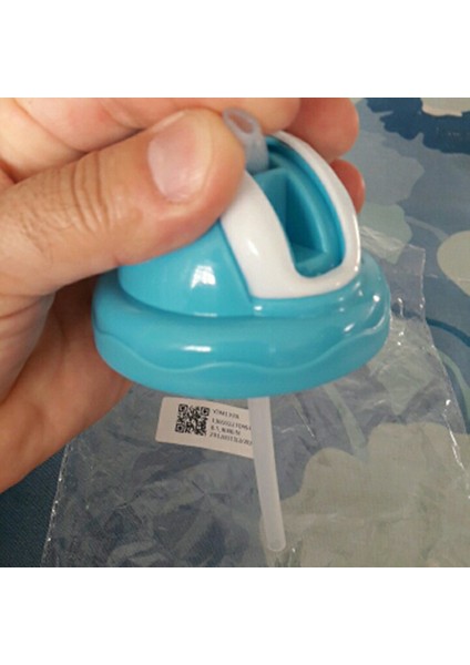 Quanbu 320 ml Biberon Çocuk Fincan Silikon Çocuk Eğitim Bardak Sevimli Bebek Içme Suyu Saman Kolu Biberon (Mavi) (Yurt Dışından)