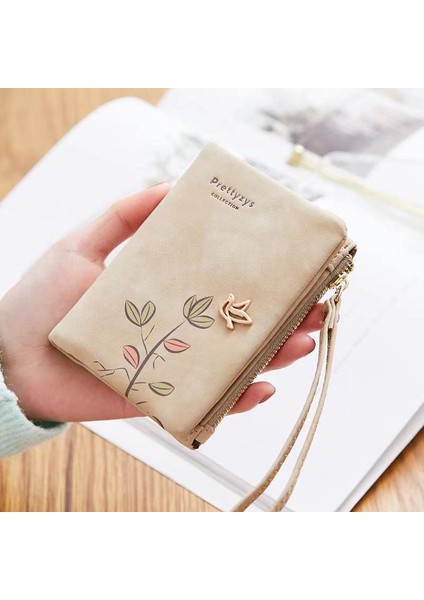 Moda Taze Çiçek Küçük Cüzdan Kadın Yumuşak Deri Bayan Çantalar Tasarımcı Kısa Kadın Cüzdan Kız Cartera Bileklik ile (Yurt Dışından)