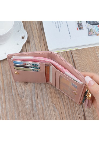 Moda Kadın Sevimli Pembe Cüzdan Cep Çanta Kart Tutucu Patchwork Cüzdan Bayan Kadın Moda Kısa Bozuk Para Cüzdanı Para Çantası (Yurt Dışından)