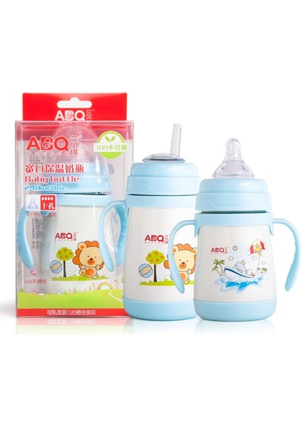 Abq 240ML Bebek Biberonları Pipetli Tozluk Paslanmaz Çelik Bardak Çocuk Içme Şişesi Besleme Için Çocuk (Yurt Dışından)