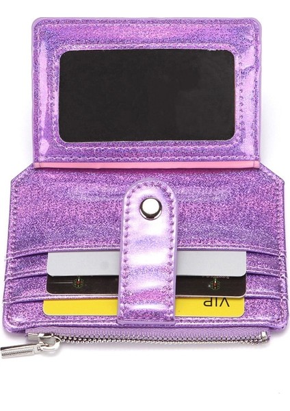 Lazer Kalp Işlemeli Kımlık Kredi Kartı Tutucu Pu Deri Kadın Ince Cüzdan Fermuar Çile Para Çantası Para Klip Taşınabilir Küçük Çanta (Yurt Dışından) fırsatları