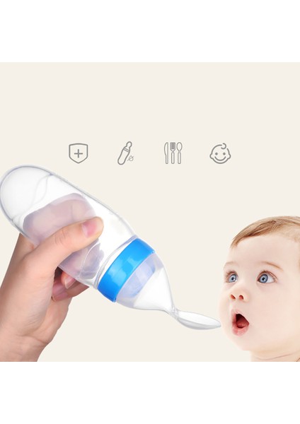 90ML Bebek Silikon Squeez-E Biberon Kaşıklı Mama Pirinç Tahıl Besleyici (Yurt Dışından)