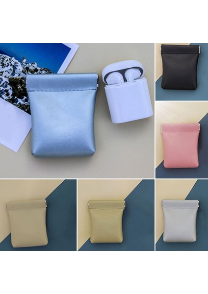 Mini Küçük Cüzdan Para Değişimi Taşınabilir Kart Tutucu Kız Için Kulaklık Çantası Kulaklık Organizatör Çantası Unisex Pu Deri Bozuk Para Cüzdanı (Yurt Dışından)
