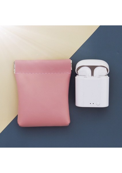 Mini Küçük Cüzdan Para Değişimi Taşınabilir Kart Tutucu Kız Için Kulaklık Çantası Kulaklık Organizatör Çantası Unisex Pu Deri Bozuk Para Cüzdanı (Yurt Dışından)