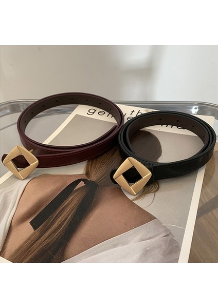 Moda Deri Ince Kemer Kadınlar Için Metal Eşkenar Dörtgen Toka Bel Kayışı Tasarımcı Kadın Pantolon Elbise Ceket Dekorasyon Kemer (Yurt Dışından)