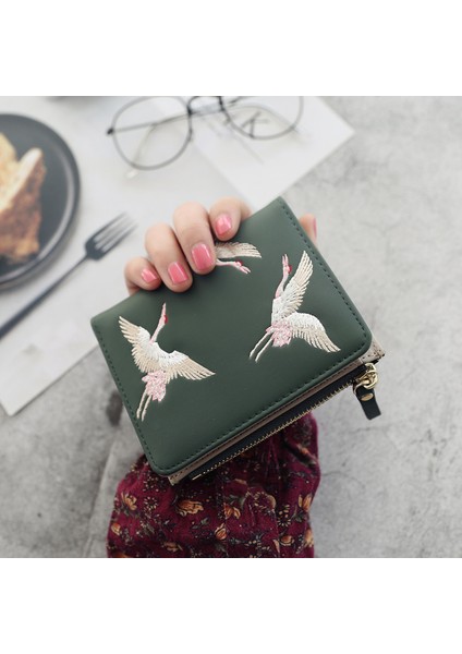 Moda Kadın Küçük Cüzdan Küçük Kompakt Bifold Cüzdan Bayan Sevimli Fermuar Bozuk Para Cüzdanı Kart Sahibinin Kadın Çile Mini Debriyaj Kız Için (Yurt Dışından)
