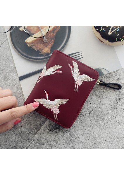 Moda Kadın Küçük Cüzdan Küçük Kompakt Bifold Cüzdan Bayan Sevimli Fermuar Bozuk Para Cüzdanı Kart Sahibinin Kadın Çile Mini Debriyaj Kız Için (Yurt Dışından)