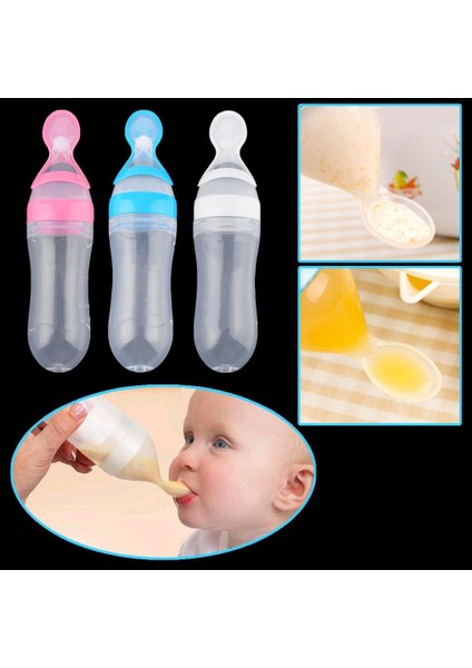 Nyt Baby Silikon Sıkmalı Biberon Kaşıklı Mama Pirinç Tahıl Besleyici 90ML (Yurt Dışından)