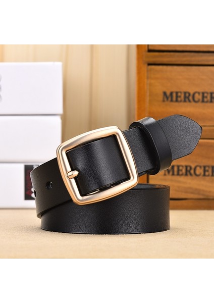 Kadın Hakiki Deri Kesinti Yan Altın Pin Tokalı Kemerler Kadın Jean Vahşi Kemerler Moda Öğrencileri Basit Yeni Beyaz Bel Kemeri (Yurt Dışından)
