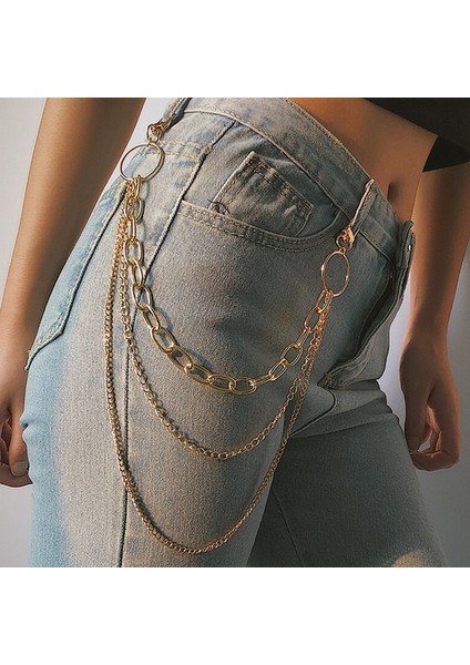 Kadın Punk Pantolon Zincir Kemer Kadın Hip Hop Püskül Pantolon Gümüş Altın Zincir Pantolon Kadın Serin Metal Zincirler Kot Üzerinde ND237 (Yurt Dışından) fiyatları