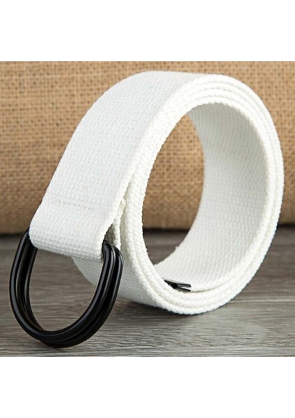 110-160 cm Uzun Punk Kanvas Kemer Erkek Kadın Kot Dekoratif Çift D Halka Tokalı Kemer Moda Sokak Stili Vahşi Kemer (Yurt Dışından)