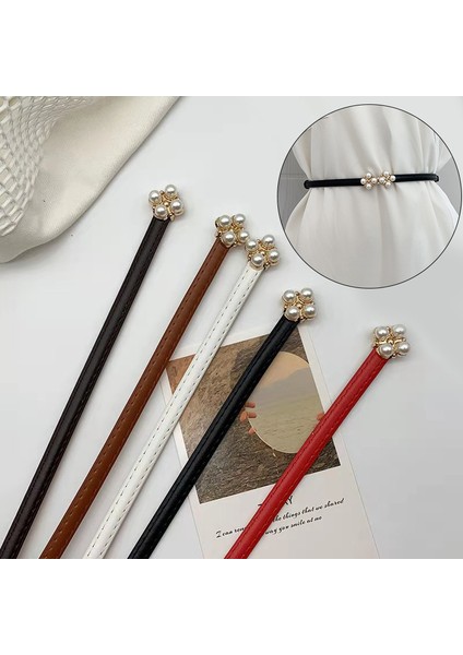 Lüks Ince Kemer Zarif Inci Çift Toka Kaliteli Mat Kadın Kemer Kore Bel Kemeri Elbise Gömlek Giyim Aksesuarları (Yurt Dışından) fiyatları